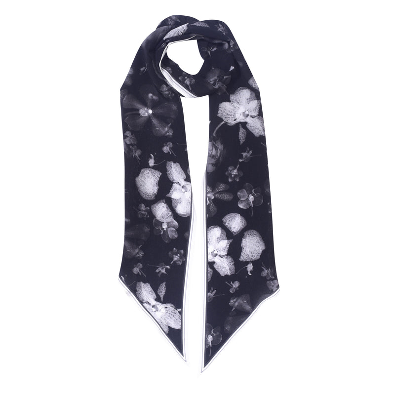 FROST BLACK LONG SKINNY SCARF